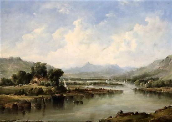 Alfred Gomersal Vickers (1810-1837) Open river landscape 9.75 x 13.75in.